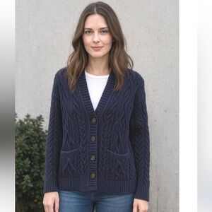 J. Crew Navy Cable-Knit Button Cardigan Sweater Women’s Medium